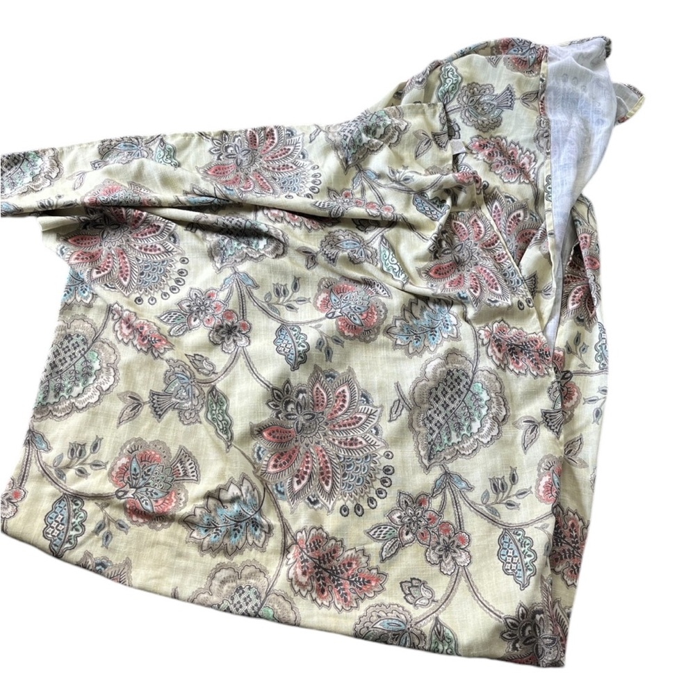 Tommy Bahama Home Tablecloth Paisley Floral Yellow Pink Green ~60”x85” Rectangle